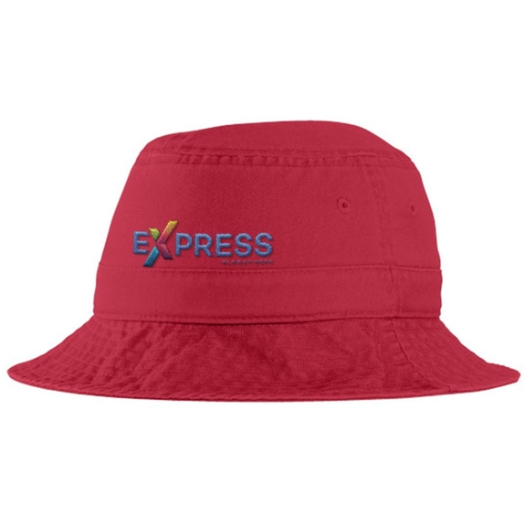 Red - Port Authority Custom Logo Bucket Hat