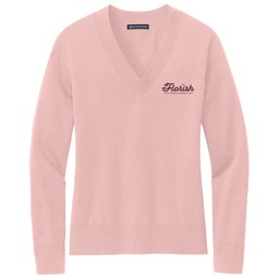 Brooks Brothers® Cotton Stretch Logo V-Neck Sweater - Women's