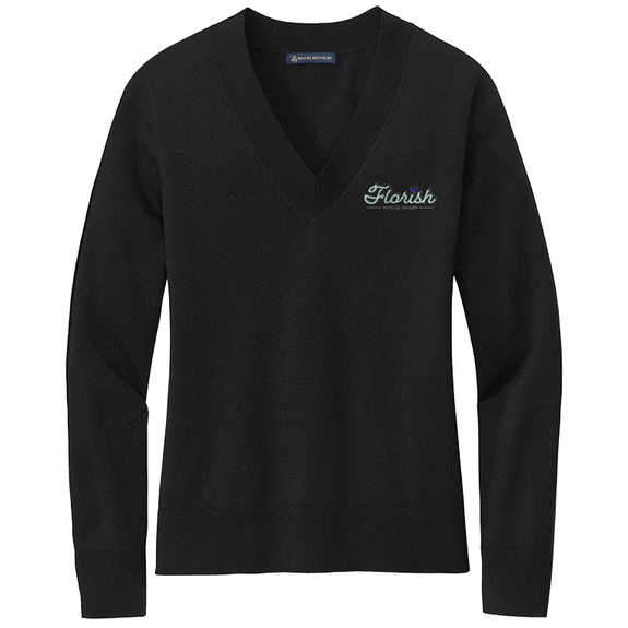 Deep black - Brooks Brothers&#174; Cotton Stretch Logo V-Neck Sweater - Wom