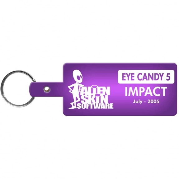 Trans. Purple Rectangle Soft Custom Key Tag