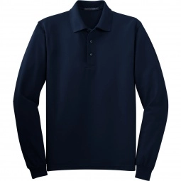 Navy Port Authority Long-Sleeve Silk Touch Custom Polo Shirt