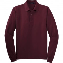 Burgundy Port Authority Long-Sleeve Silk Touch Custom Polo Shirt