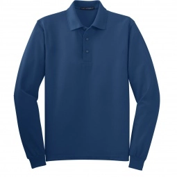 Royal Blue Port Authority Long-Sleeve Silk Touch Custom Polo Shirt