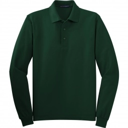 Dark Green Port Authority Long-Sleeve Silk Touch Custom Polo Shirt