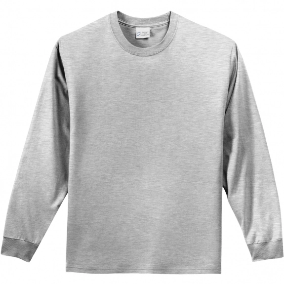 Ash Grey Port & Company Long Sleeve Essential Logo T-Shirt - Heathers