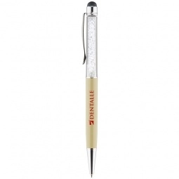 Cream Mia Shimmer Ballpoint Custom Stylus Pen