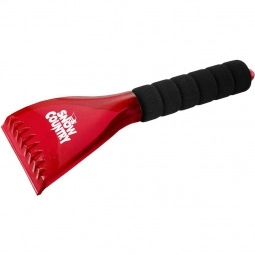 Translucent Red Rubber Grip Promotional Ice Scrapers - 10.5"