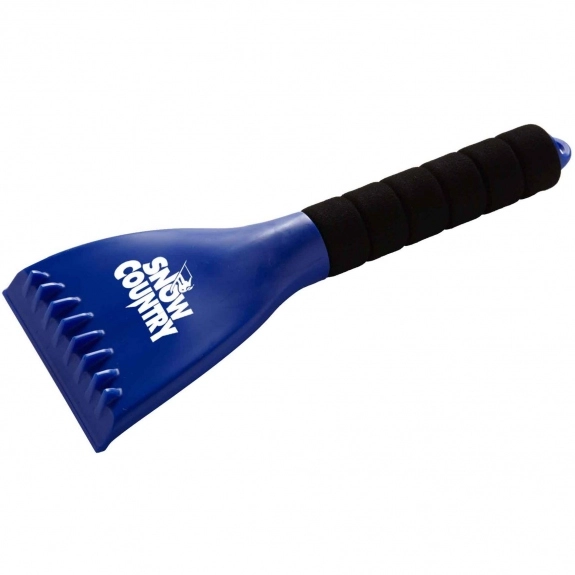 Blue Rubber Grip Promotional Ice Scrapers - 10.5"