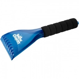 Translucent Blue Rubber Grip Promotional Ice Scrapers - 10.5"