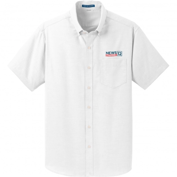 White Port Authority Button Down Short Sleeve Custom Dress Shirts - Men's