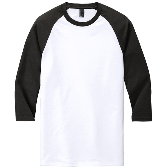 Black / white District Made Perfect Tri 3/4 Sleeve Custom T-Shirts - Men's