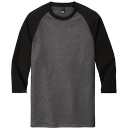 Black / black District Made Perfect Tri 3/4 Sleeve Custom T-Shirts - Men's