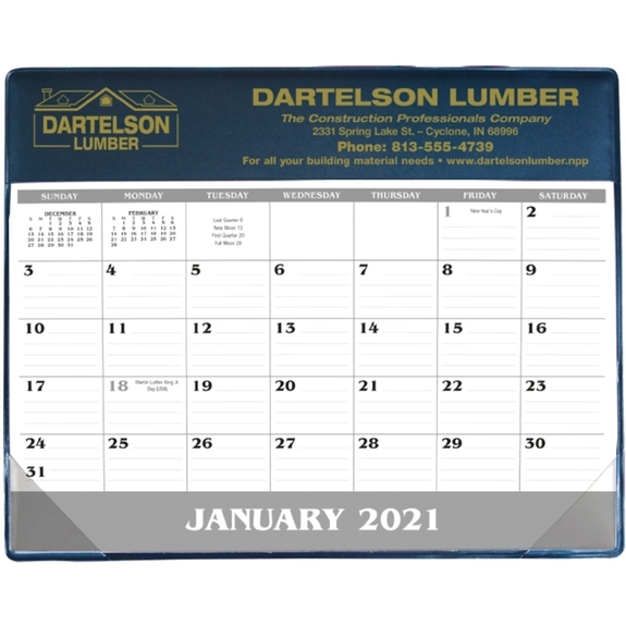 Navy - Small Custom Desk Pad Calendar