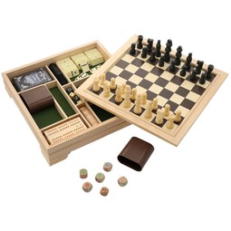 Wood 7-in-1 Branded Desktop Game Set