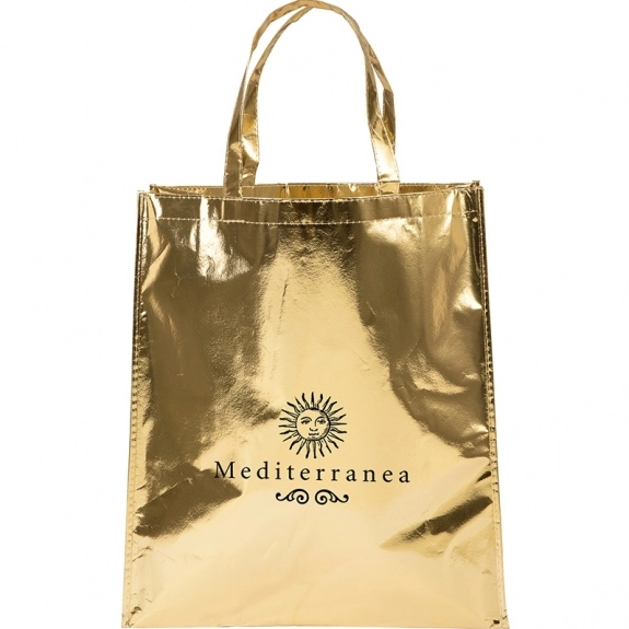 Gold Metallic Fashion Logo Tote Bag - 15.75"w x 17.5"h x 6"d