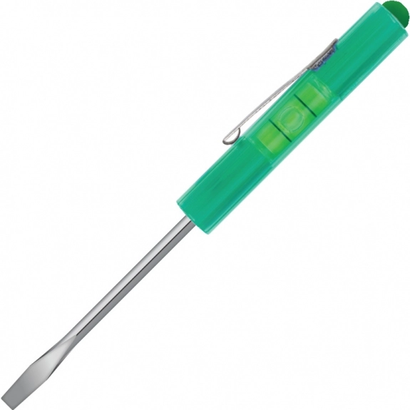 Trans. Green Pocket Promo Screwdriver w/ Level