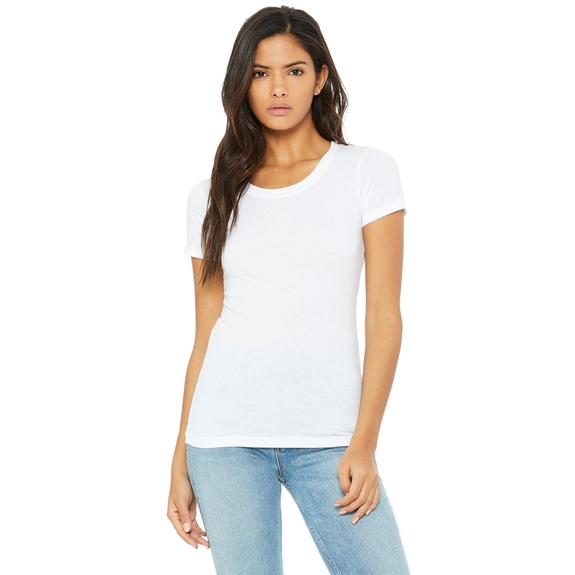 Solid white triblend Bella + Canvas&#174; Triblend Short-Sleeve Logo T-Shir