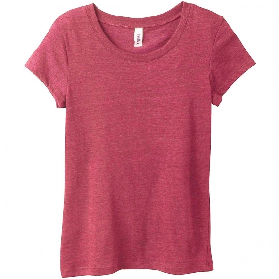 Women's Light Red Bella Triblend Short-Sleeve Logo T-Shirt