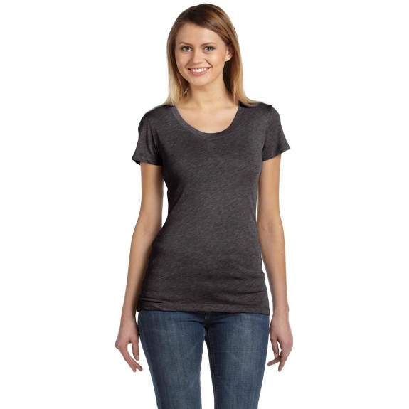 Women's Charcoal Bella Triblend Short-Sleeve Logo T-Shirt Model