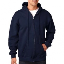Navy Bayside Full Zip Hooded Promotional Fleece