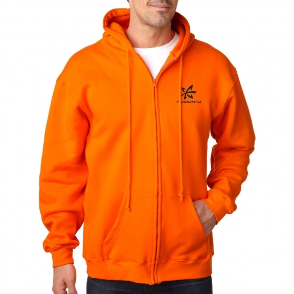 Orange Bayside Full Zip Hooded Promotional Fleece