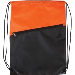 Orange Two-Tone Custom Drawstring Backpack w/ Zipper