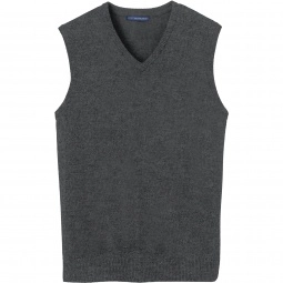 Charcoal Port Authority Fine-Gauge V-Neck Custom Sweater Vest
