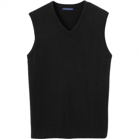Black Port Authority Fine-Gauge V-Neck Custom Sweater Vest