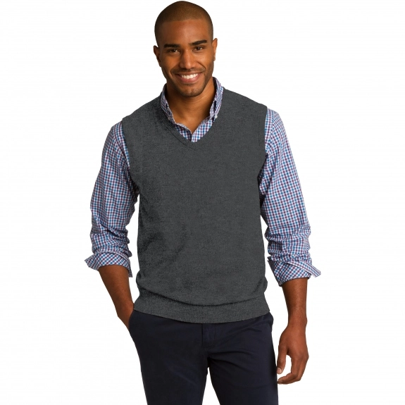 Model - Port Authority Fine-Gauge V-Neck Custom Sweater Vest