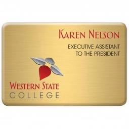 Brushed Gold Full Color Aspen Aluminum Standard Name Badge - 3" x 2"