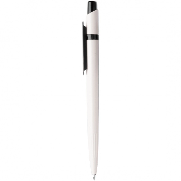 White/Black Trim Retractable Promotional Pen w/ Colored Clip