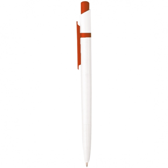 White/Red Trim Retractable Promotional Pen w/ Colored Clip