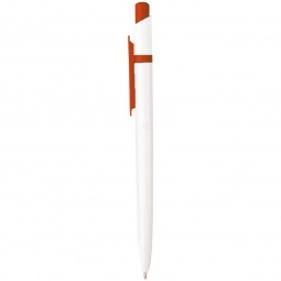 White/Red Trim Retractable Promotional Pen w/ Colored Clip