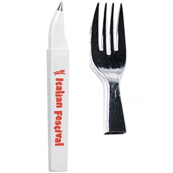 White Fork Shaped Ballpoint Custom Pen