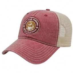 Maroon/Stone - Unstructured Washed Pigment Dyed Custom Cap w/ Mesh Backing
