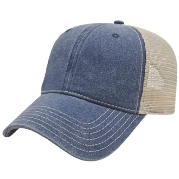 Navy/Stone - Unstructured Washed Pigment Dyed Custom Cap w/ Mesh Backing