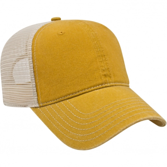 Mustard - Unstructured Washed Pigment Dyed Custom Cap w/ Mesh Backing