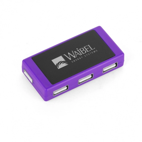 Purple 3-Port Light Up Custom USB Hub