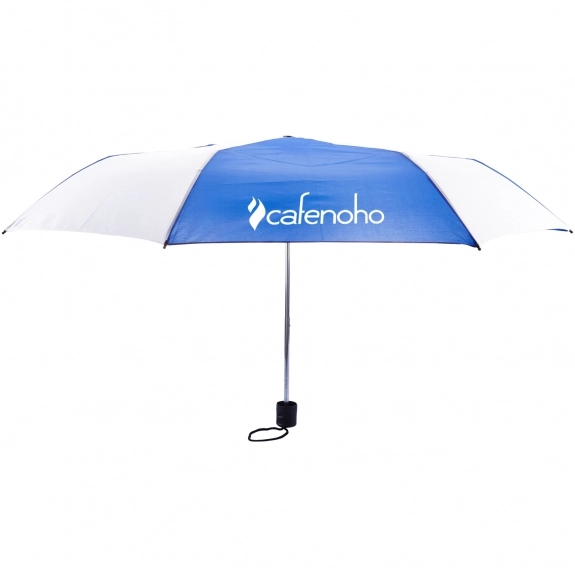 Reflex Blue / White - Manual Fold Promotional Umbrella w/ Sleeve - 42"