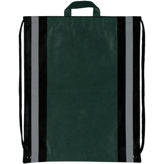 Hunter Green Budget Non-Woven Reflective Custom Drawstring Backpack