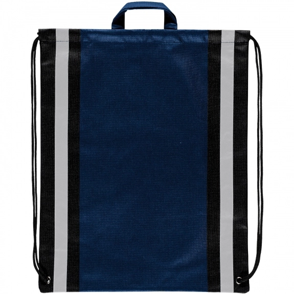 Navy Blue Budget Non-Woven Reflective Custom Drawstring Backpack