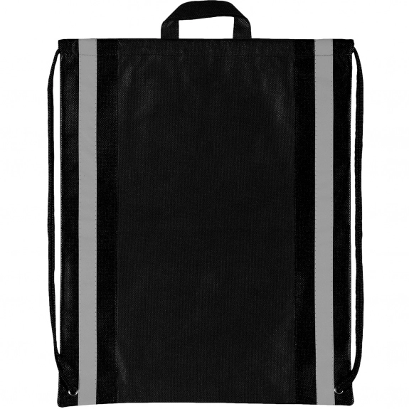 Black Budget Non-Woven Reflective Custom Drawstring Backpack