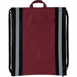 Burgundy Budget Non-Woven Reflective Custom Drawstring Backpack