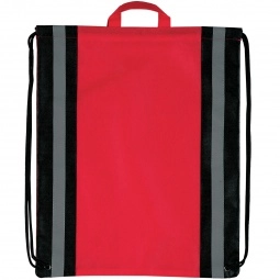 Red Budget Non-Woven Reflective Custom Drawstring Backpack