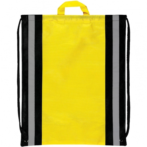 Yellow Budget Non-Woven Reflective Custom Drawstring Backpack