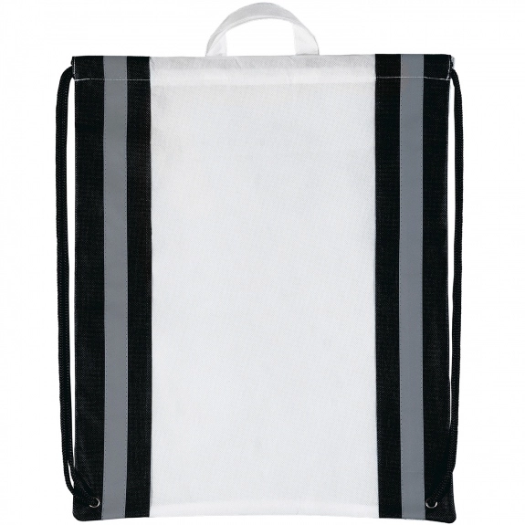 White Budget Non-Woven Reflective Custom Drawstring Backpack