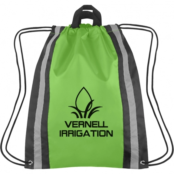 Lime Green Reflective Custom Drawstring Backpack