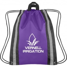 Purple Reflective Custom Drawstring Backpack