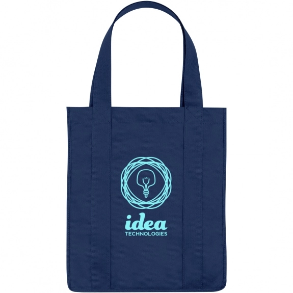 Navy Grocery Non-Woven Custom Tote Bag - 13"w x 15"h x 10"d