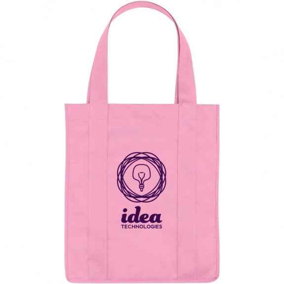 Pink Grocery Non-Woven Custom Tote Bag - 13"w x 15"h x 10"d